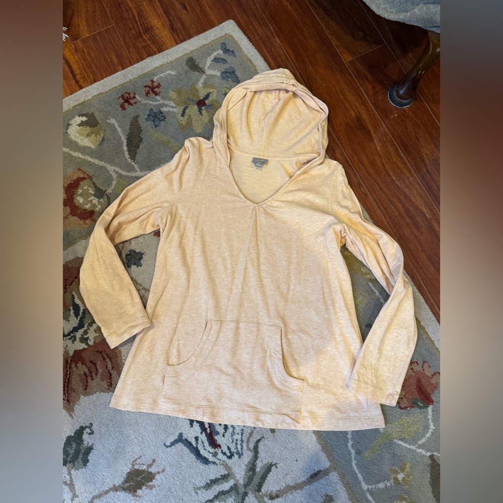 J. Jill Light Yellow Heater Knit Top Size Medium Hooded